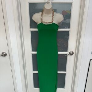 Elegant Green Halter Maxi Dress